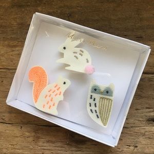 Meri Meri Wildlife Trio of 3 fabric broches 🐇🐿🦉